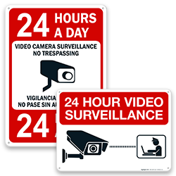 Image of 24 Hour Video Surveillance Signs