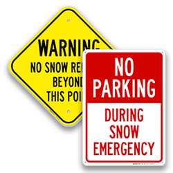 Image of No Parking After Snowfall Signs