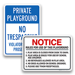 Image of Private Playground Signs