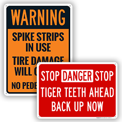 Image of Road Spike & Tire Damage Signs