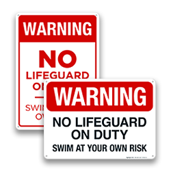 Image of Swim At Your Own Risk Signs