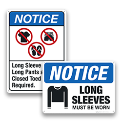 Image of Long Pants & Sleeved Shirts Signs