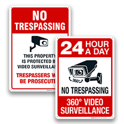 No Trespassing Surveillance Signs