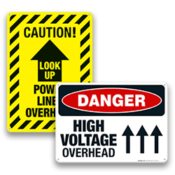 Image of Overhead Power Lines Utility Signs