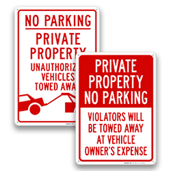 Private Property No Parking Signs
