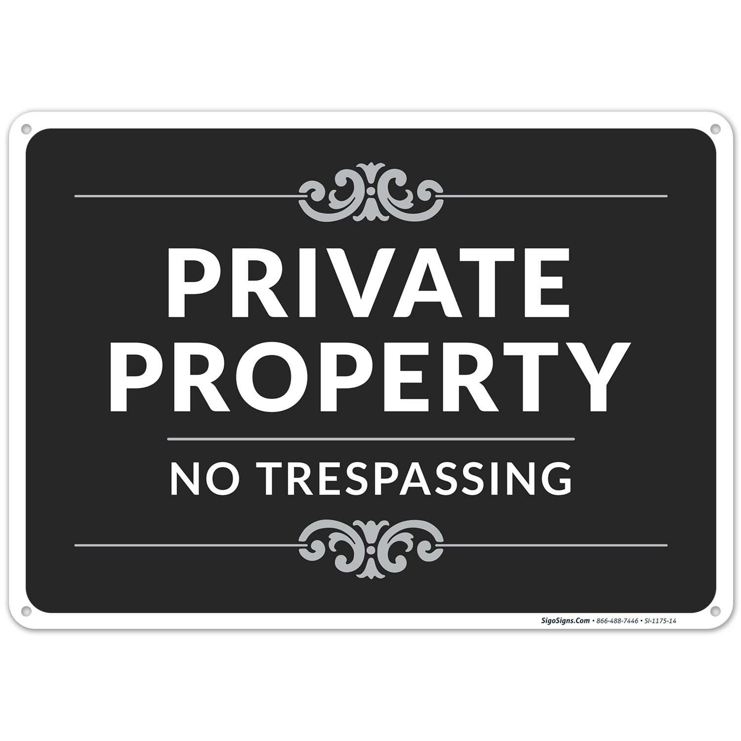 Private Property No Trespassing Sign, Decorative Style