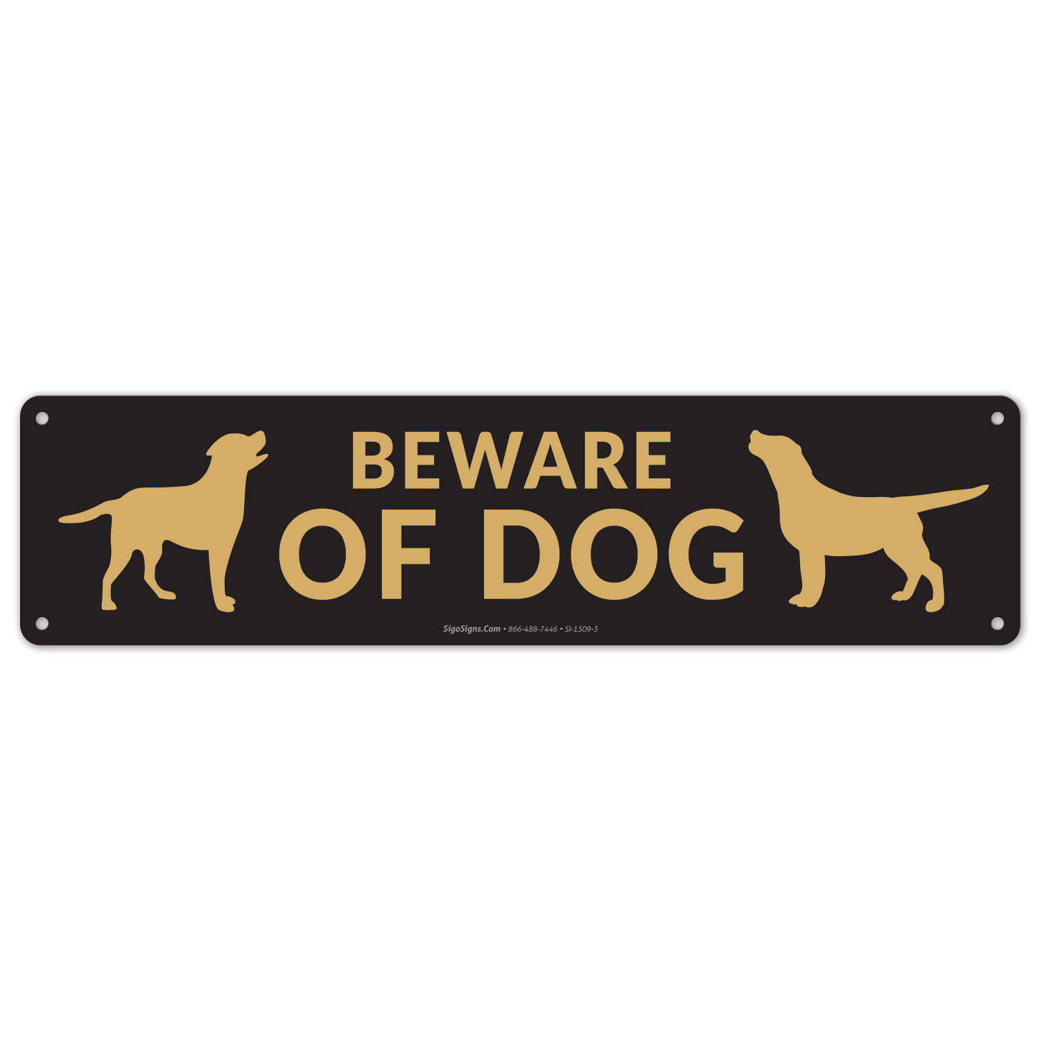 Beware Of Dog, Decorative Narrow Sign, Brown Background