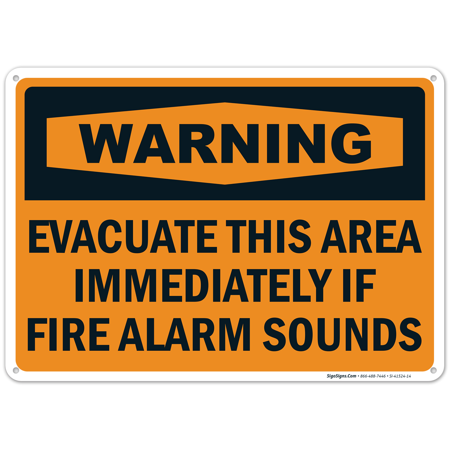 Warning, Evacuate This Area If Fire Alarm Sounds Sign