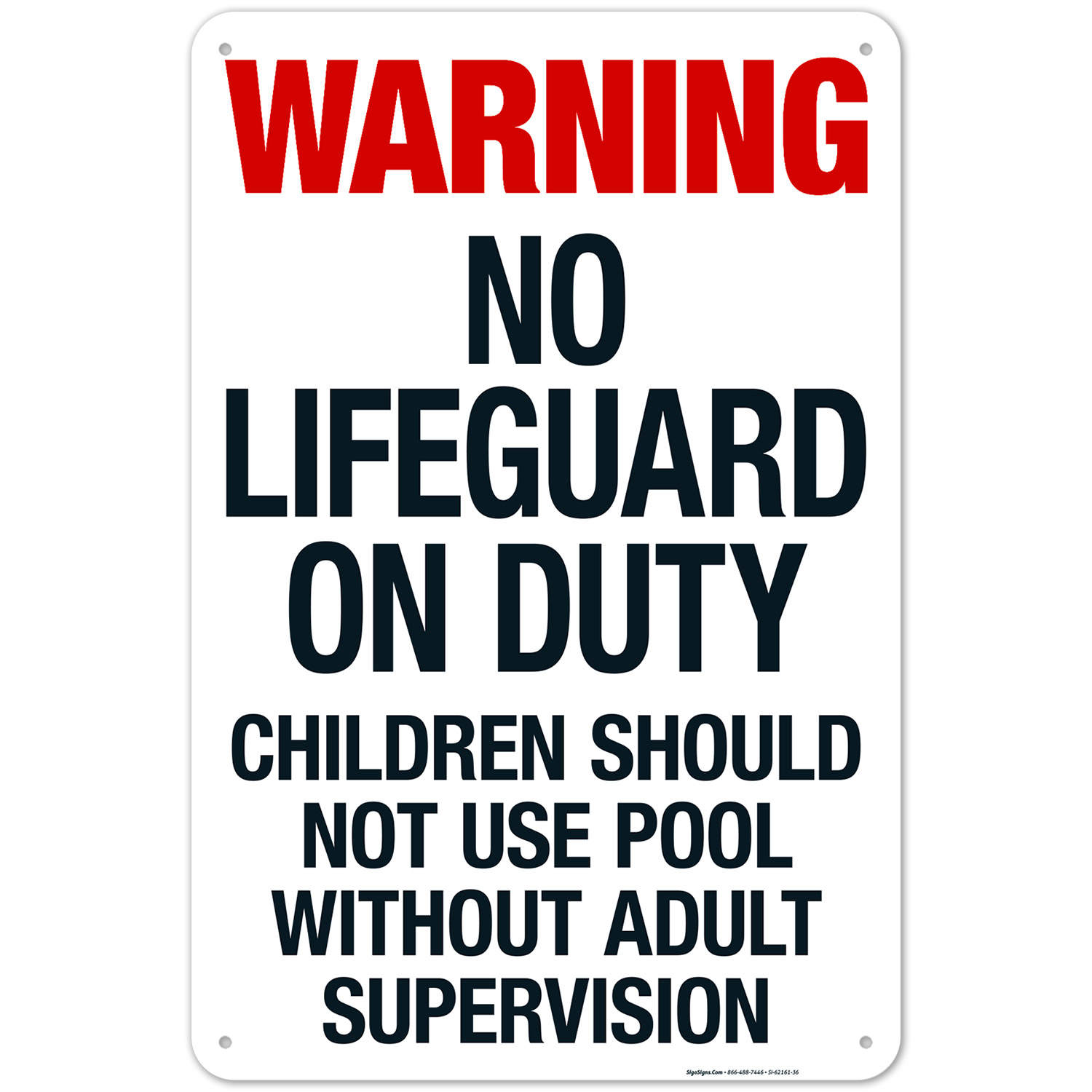 Texas Warning No Lifeguard On Duty Sign, Complies With State Of Texas Pool Safety Code