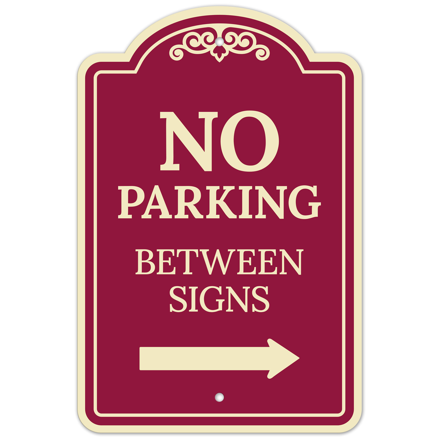 No Parking Between Signs With Right Arrow Décor Sign