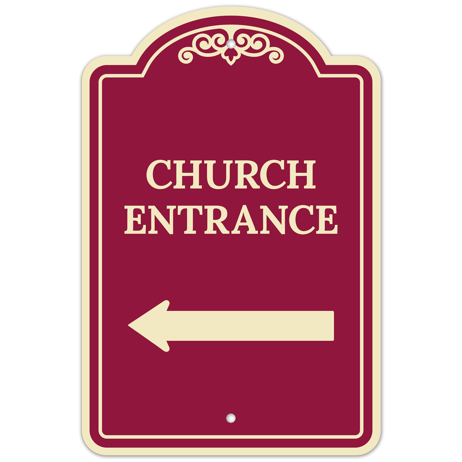 Church Entrance Left Arrow D├⌐cor Sign