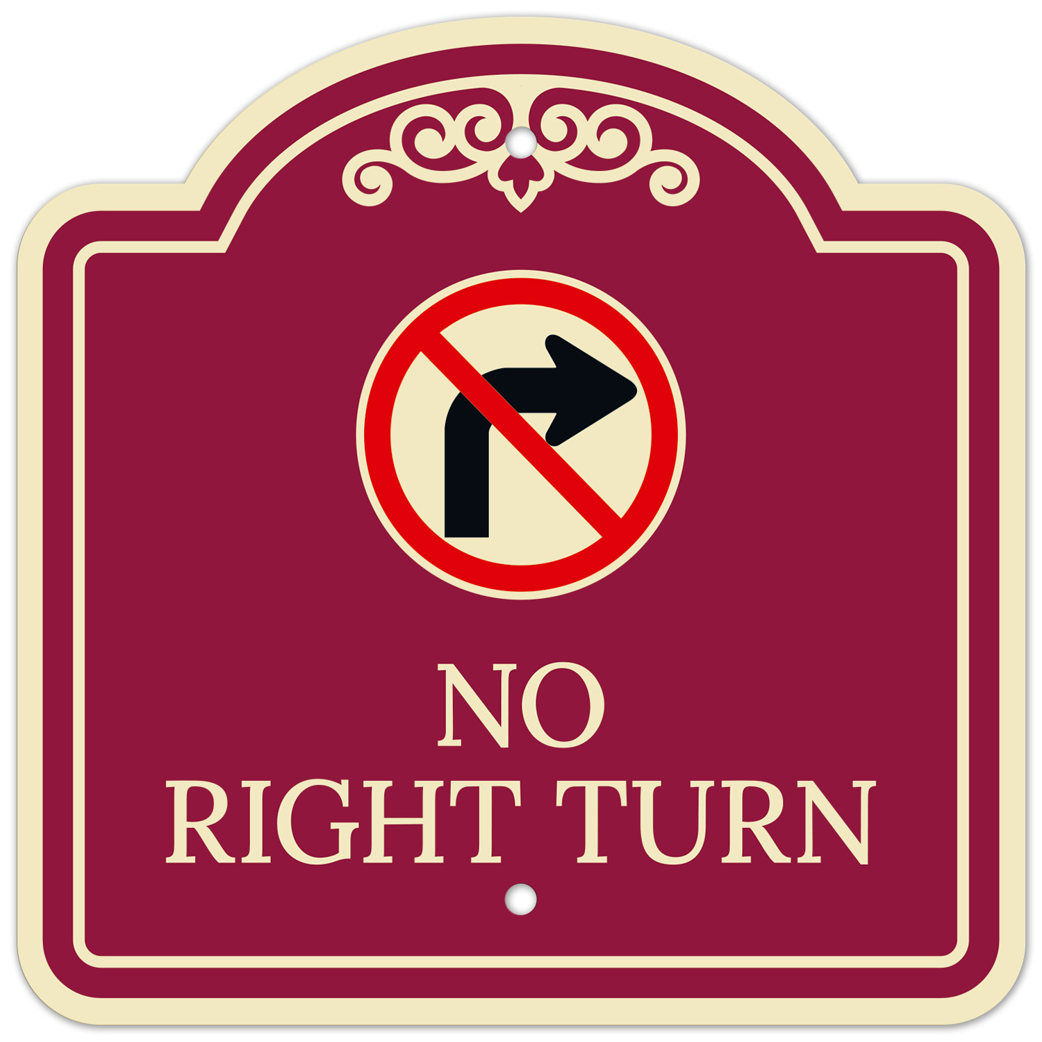 No Right Turn D├⌐cor Sign
