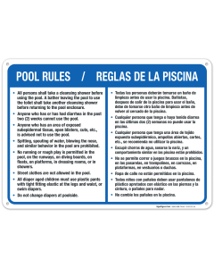 Pool Rules Bilingual Sign, Spanish English 
