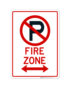 Arrow Pointing Left-Right Fire Zone No Parking Sign