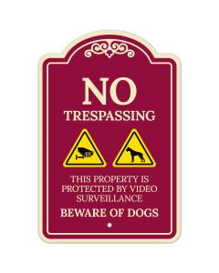 Property Is Protected By Video Surveillance Beware Of Dogs D&eacute;cor Sign