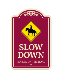 Slow Down Horse On The Road D&eacute;cor Sign