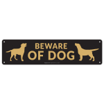 Beware Of Dog Gold And Black Sign