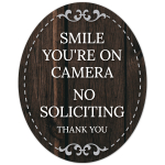 Smile You're On Camera No Soliciting Thank You Sign, (SI-1524)