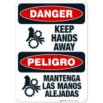 Keep Hands Away Bilingual Sign, OSHA Danger Sign