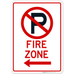 Left Side Fire Zone No Parking Symbol Sign