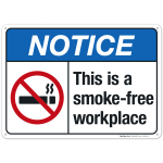 This Is A Smoke-Free Workplace Sign, ANSI Notice Sign