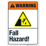 Fall Hazard Sign, ANSI Warning Sign