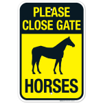 Please Close Gate For Horses With Graphic Sign