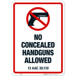 Alaska No Concealed Handguns Allowed With Graphic Sign