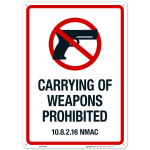 New Mexico Carrying Of Weapons Prohibited Sign