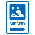 Surgery With Right Arrow Hospital Sign