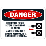 Disconnect Power Before Servicing Or Cleaning Bilingual OSHA Sign
