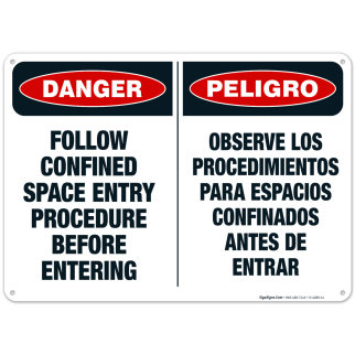 Danger Confined Space Entry Procedure Before Entering Bilingual Sign, OSHA Danger Sign Danger Confined Space Entry Procedure Before Entering Bilingual Sign, OSHA Danger Sign