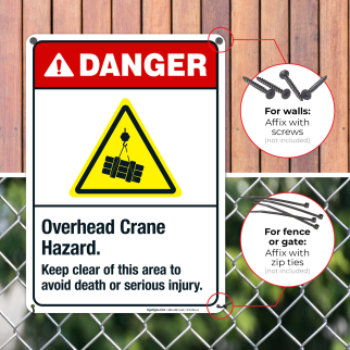 Overhead Crane Hazard Keep Clear Of This Area To Avoid Death Sign, ANSI Danger Sign