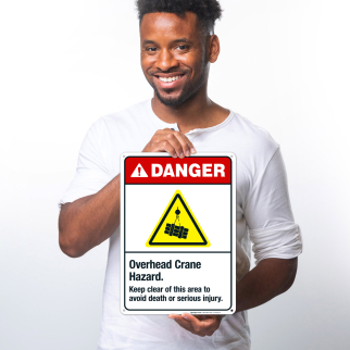 Overhead Crane Hazard Keep Clear Of This Area To Avoid Death Sign, ANSI Danger Sign