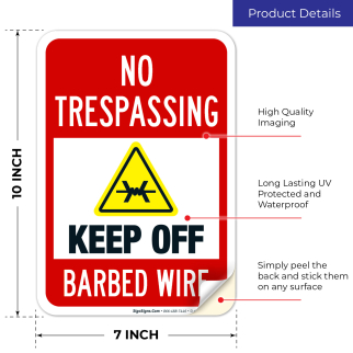 Warning on sale barbed wire