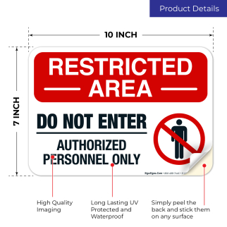 Warnschild „Restricted Area“ – 35,6 X 25,4 Cm, Reflektierendes Aluminium, Wasserdicht, 6 Löcher