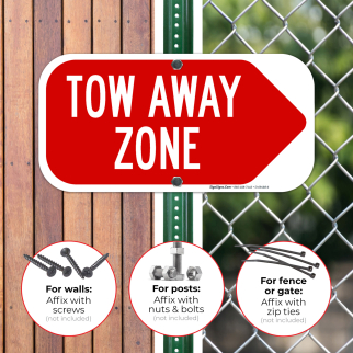 Tow Away Zone Right Arrow Sign, (SI-65842) | Sigo Signs