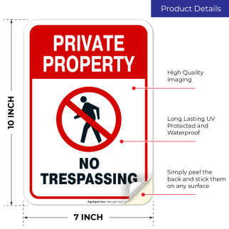 SmartSign Privatgrundstück-Schilder 2 Stück – 30,5x45,7 Cm, Alu-Verbundstoff, Rot/weiß, Vorgebohrt