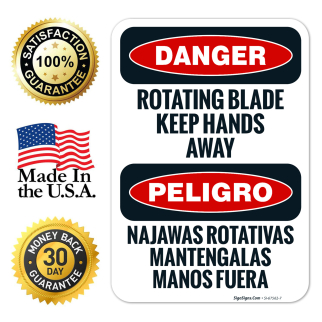 Bilingual, DANGER KEEP HANDS CLEAR, Sign - Safety Supply Warehouse