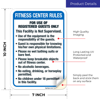 Fitness Center Rules Signs GYM ETIQUETTE American Sign Company