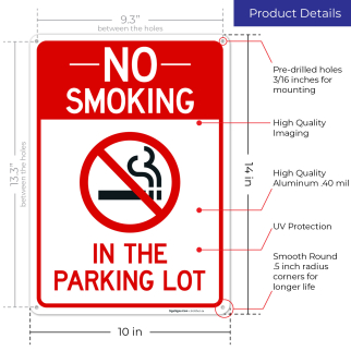 No Smoking In The Parking Lot Sign,
