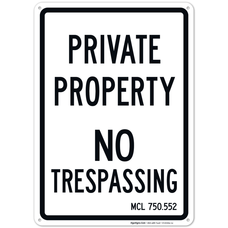 SmartSign Private Property No Trespassing Sign (Pack Of 4), 7 X 10 Inches, 40 Mil Aluminum, Laminated For Extra Durability, Pre-drilled Holes, USA
