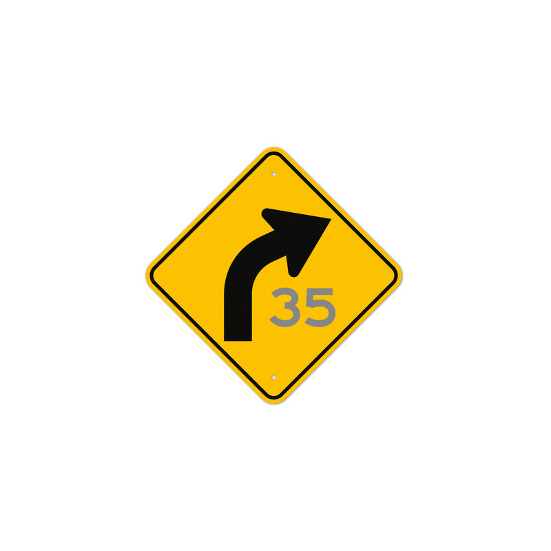 MUTCD Right Combination Curve Advisory Speed W1-2aR Sign