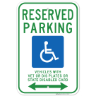 Wisconsin Handicap Parking Sign, Reserved Parking Bidirectional Arrow
