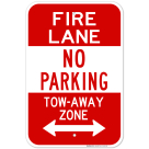 Two Way No Parking Fire Lane Direction Sign