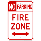 Double Arrow No Parking Fire Zone Sign