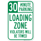 30 Minute Parking Loading Zone Sign