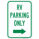 RV Parking Only With Right Arrow Sign