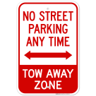 No Street Parking Anytime Tow Away Zone Sign