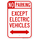 Except Electric Vehicle With Bidirectional Arrow Sign